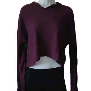 Purple hoodie long sleeve top waffle thermal fabric size M
